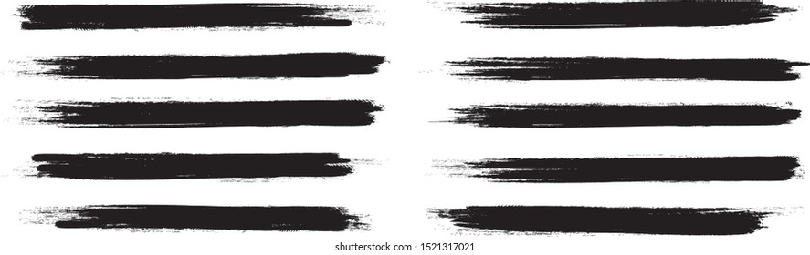 Correa de pincel aislada sobre fondo blanco. Colección de pinceladas para pintura de tinta negra, fondo de grunge, banner de suciedad, diseño de acuarela y textura sucia.Concepto de arte creativo, ilustración vectorial