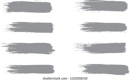 Brush stroke set isolated on white background. Collection of brush stroke for grey ink paint,grunge backdrop, dirt banner, watercolor design and dirty texture.Creative art concept, vector illustration