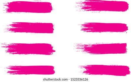 Correa de pincel aislada sobre fondo blanco. Colección de pinceladas para pintura rosa, fondo de fondo gris, banner de suciedad, diseño de acuarela y textura sucia.Concepto de arte creativo, ilustración vectorial