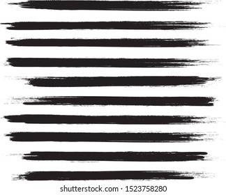 Brush stroke set isolated on white background. Collection of brush stroke for black ink paint,grunge backdrop, dirt banner,watercolor design and dirty texture.Creative art concept, vector illustration