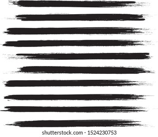 Brush stroke set isolated on white background. Collection of brush stroke for black ink paint,grunge backdrop, dirt banner,watercolor design and dirty texture.Creative art concept, vector illustration