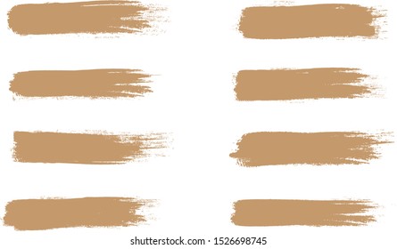 Brush stroke set isolated on white background.Collection of brush stroke for brown ink paint,grunge backdrop, dirt banner, watercolor design and dirty texture.Creative art concept, vector illustration