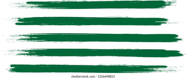 Brush stroke set isolated on white background. Collection of brush stroke for green ink paint, grunge backdrop,dirt banner,watercolor design and dirty texture.Creative art concept, vector illustration