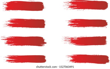 Brush stroke set isolated on white background. Collection of brush stroke for red ink paint, grunge backdrop, dirt banner, watercolor design and dirty texture.Creative art concept, vector illustration - Shutterstock ID 1527063491