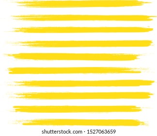 Brush stroke set isolated on white background. Collection of brush stroke for yellow ink paint,grunge backdrop,dirt banner,watercolor design and dirty texture.Creative art concept, vector illustration