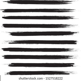 Brush stroke set isolated on white background. Collection of brush stroke for black ink paint,grunge backdrop, dirt banner,watercolor design and dirty texture.Creative art concept, vector illustration