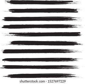 Brush stroke set isolated on white background. Collection of brush stroke for black ink paint,grunge backdrop, dirt banner,watercolor design and dirty texture.Creative art concept, vector illustration