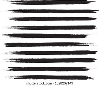 Brush stroke set isolated on white background. Collection of brush stroke for black ink paint,grunge backdrop, dirt banner,watercolor design and dirty texture.Creative art concept, vector illustration