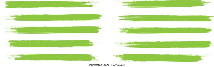 Brush stroke set isolated on white background. Collection of brush stroke for green ink paint, grunge backdrop,dirt banner,watercolor design and dirty texture.Creative art concept, vector illustration