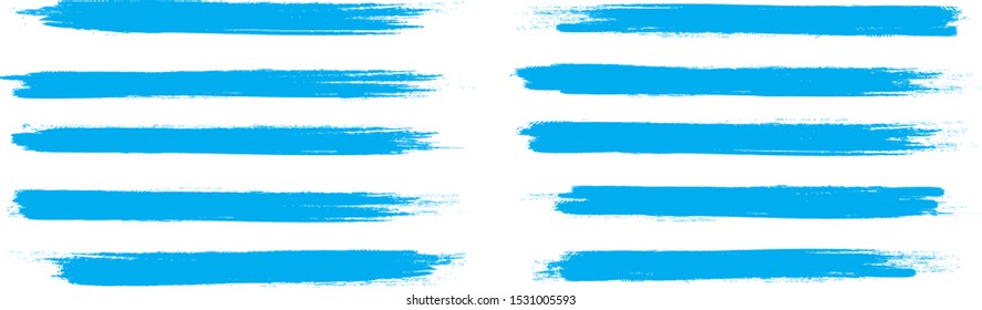 Brush stroke set isolated on white background. Collection of brush stroke for blue ink paint, grunge backdrop,dirt banner,watercolor design and dirty texture.Creative art concept, vector illustration