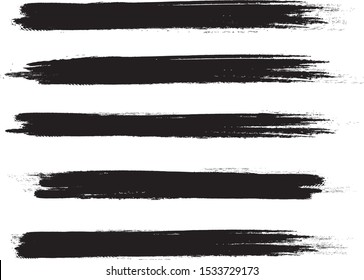 Brush stroke set isolated on white background. Collection of brush stroke for black ink paint,grunge backdrop, dirt banner,watercolor design and dirty texture.Creative art concept, vector illustration