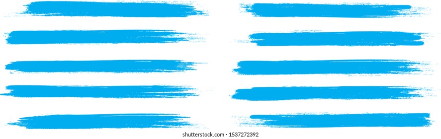 Brush stroke set isolated on white background. Collection of brush stroke for blue ink paint, grunge backdrop,dirt banner,watercolor design and dirty texture.Creative art concept, vector illustration