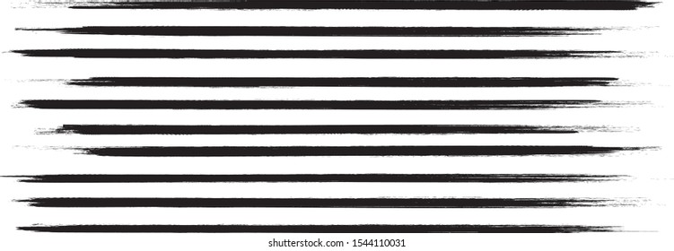 Brush stroke set isolated on white background. Collection of brush stroke for black ink paint,grunge backdrop, dirt banner,watercolor design and dirty texture.Creative art concept, vector illustration