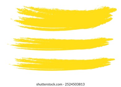 Brush stroke set isolated on white background.Collection of brush stroke for yellow ink paint, grunge backdrop,dirt banner,watercolor design and dirty texture.Creative art concept, vector illustration