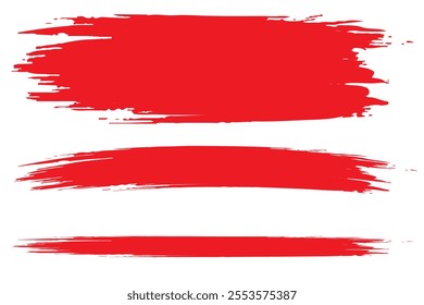 Brush stroke set isolated on white background. Collection of brush stroke for red ink paint, grunge backdrop, dirt banner,watercolor design and dirty texture.Creative art concept, vector illustration