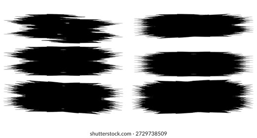 Conjunto de pinceladas aisladas sobre fondo blanco. Colección de pinceladas para tinta negra, fondo grunge, Anuncio de suciedad, diseño de acuarela y textura sucia. Concepto de arte creativo, Ilustración vectorial