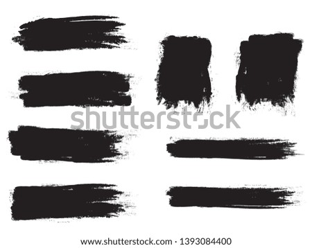 Brush stroke set isolated on white background.Collection of brush stroke for black ink paint, grunge backdrop, dirt banner,watercolor design and dirty texture.Creative art concept, vector illustration