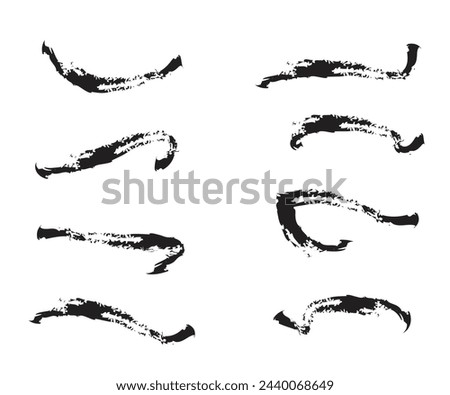 Brush stroke set isolated on white background. Collection of brush stroke for black ink paint