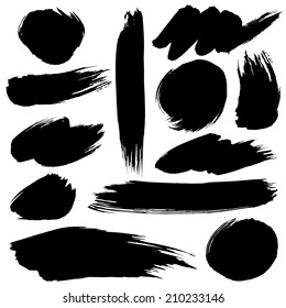Brush stroke set on the white background.