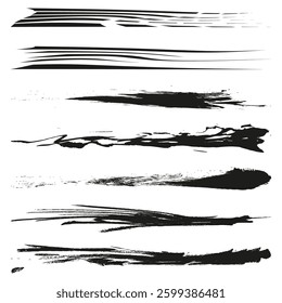Brush stroke set. Paint splash collection. Ink texture variety. Vector grunge illustration.