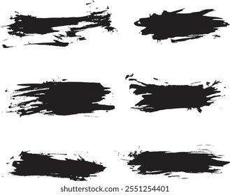 Brush stroke set. Brush strokes Vector paintbrush set Grunge design elements Ink splatters Grungy painted objects. line brush paint stroke background ink black