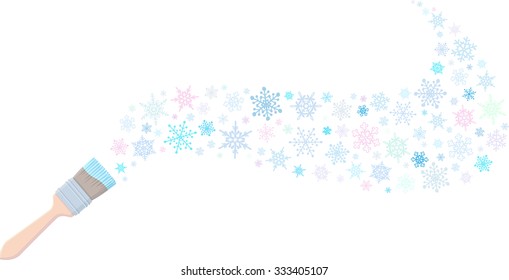 Brush and stroke with snowflakes