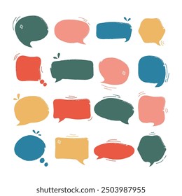 Brush Stroke Speech Bubble Set Vector Design.