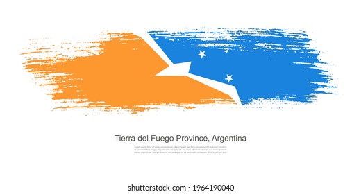 brush stroke stained flag of Tierra del Fuego Province, Argentina with creative brush flag banner theme background