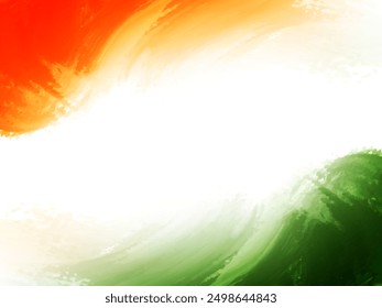 Brush stroke style Tricolor Indian flag theme watercolor background vector