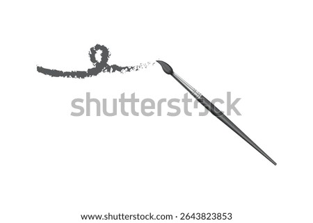Brush stroke with swirl shape and realistic paintbrush. Perfect for design accents, logo, and artistic decoration.