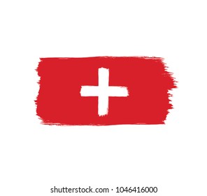 Brush stroke Swiss flag vector. Vector Swiss flag. 