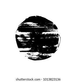 	
Brush stroke text box. Vector paintbrush stamp. Grunge hand drawn design element. Dirty texture banner. Ink grungy background. Painted round, circle object. Abstract black print for t-shirts. 