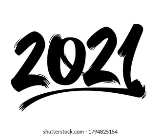 Brush stroke text illustration for 2021 new year greeting card
