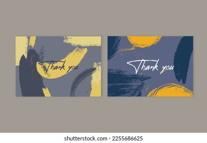 Brush stroke texture card art template with thank you quote calligraphy design.