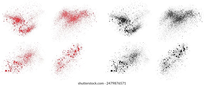 Textura de pincel. Conjunto de fondo de sangre de color negro y rojo grunge