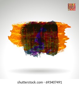 Brush stroke and texture. Grunge vector abstract hand - painted element. Underline and border design.