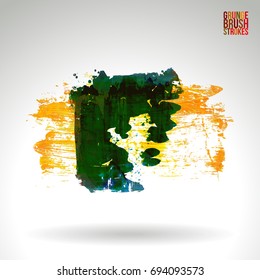 Brush stroke and texture. Grunge vector abstract hand - painted element. Underline and border design.