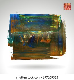 Brush stroke and texture. Grunge vector abstract hand - painted element. Underline and border.