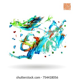Brush stroke and texture. Grunge vector abstract hand - painted element. Underline and border design.