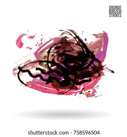 Brush stroke and texture. Grunge vector abstract hand - painted element. Underline and border design.