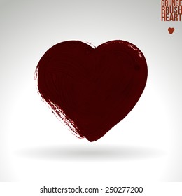 Brush stroke and texture. Heart symbol. Vector design.