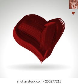 Brush stroke and texture. Heart symbol. Vector design.