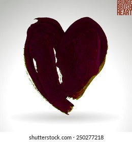 Brush stroke and texture. Heart symbol. Vector design.