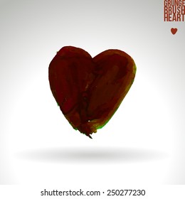 Brush stroke and texture. Heart symbol. Vector design.