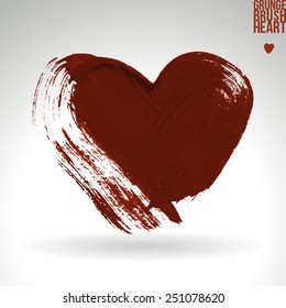 Brush stroke and texture. Heart symbol. Vector design.