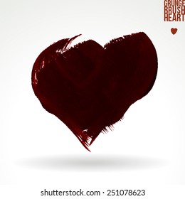 Brush stroke and texture. Heart symbol. Vector design.