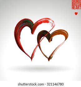 Brush stroke and texture. Heart symbol. Vector design.