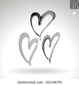 Brush stroke and texture. Heart symbol. Vector design.