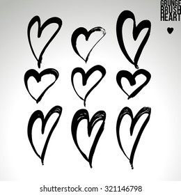 Brush stroke and texture. Heart symbol. Vector design.