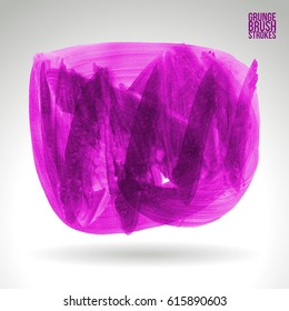 Brush stroke and texture in purple. Grunge vector abstract hand - painted element. Underline and border.